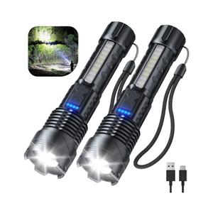 Cinlinso Flashlight High Lumens Rechargeable 2 Pack, 990000 Lumen Super Bright Led Flashlights with 7 Light Modes, IPX6 Waterproof, Powerful Handheld Flash Light for Camping Home Emergencies