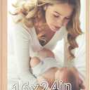 16x24 Frame Natural Woodgrain, 24x16 Picture Frame Beige, Rustic 40x60cm Poster Frame, Large 16 by 24 Gallery Family Concert Portrait Photo Frame Anniversary/Birthday/Wedding/Thank you/Christmas Gift (16x24in, Natural beige)