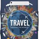Travel around the world Travel Luggage Cover, Travel-Themed Suitcase Protector Stretchable, Washable Travel Suitcase Cover Travel around the world, M-(22-24) Inch