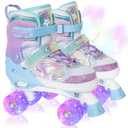 Kids Roller Skates for Girls Boys - Purple for Little Kids Age 4 5 6 7- Adjustable All Light up Wheels Indoor Outdoor Sports Birthday Gift for Son and Grandson, US 10C-13C 