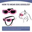 PETLESO Small Dog Sunglasses, Adjustable Foam Frame Dog Goggles for Small Breeds, Pink, UV Protection, Outdoor Riding Driving, S Size
