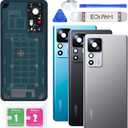 Back Glass Replacement for Xiaomi 12T Pro Back Cover Rear Housing with Camera Lens + Repair Tool Kit Genuine Rear Glass (Silver)