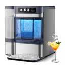 Nugget Ice Maker Countertop, 44Lbs/24H with 0.8 Gallon Tank Pebble Ice Maker, Self-Cleaning Pellet Ice Machine Ready in 5-10min, Nugget Ice Machine for Kitchens/Home/Office