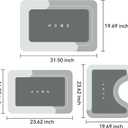 3Pcs Bathroom Rugs Set, Modern Non-Slip Shower Mats, Grey