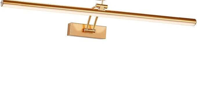 Dimmable Cordless Picture Light with Controller and Timer, Rechargeable 5000mAh Battery Wall Sconce for Wall Pictures, Gallery Artwork, Paintings, Portraits, Dartboards (Gold) (14"L x 6.3"W x 6.3"H)