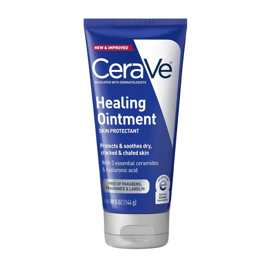 CeraVe Healing Ointment, Hydrating Skin Protectant With Petrolatum, Hyaluronic Acid & Ceramides, Face & Body Skin Barrier Repair For Cracked, Chafed, Dry Skin, Fragrance Free & Lanolin Free, 5 Oz (5 Ounce (Pack of 1))