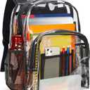 Vorspack Clear Backpack Heavy Duty PVC Transparent Backpack Extra Large Clear Backpacks with Reinforced Strap for College Workplace Security - Black