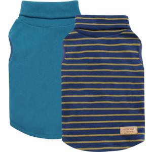 KYEESE 2Pack Sweater Pullover for Medium Dogs Male Warm Coats Stretchy Dachshund Clothes Soft Sweatshirt Turtleneck (X-Large (19-27lbs), 2# Stripe+Navyblue)