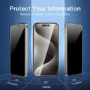 6 x NEW'C 3X Privacy for iPhone 15 Pro Screen Protector (6.1 inches)+ 3X Camera Lens Protector, Sensor Protection, Case Friendly Tempered Glass Film + Dust Plug - Easy Installation Tool Included