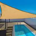 E.share Desert Sand Triangle Sun Shade Sail - 20ftx20ftx20ft Top Pergola Shade Cover Canopy, Mesh Tarp Sun Screens with UV Block - for Patio, Lawn, Backyard, Outdoor Faclity and Activities
