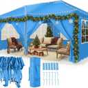 COBIZ 10x20 Pop Up Canopy Tent with 6 Sidewalls Party Tents for Parties Weddings Backyard Waterproof Canopy Outdoor Commercial Event Tent with Stakes, Ropes, Blue