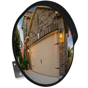 SecurityMan Large 24 Inch Convex Mirror for Blind Spots - Shatterproof Polycarbonate, 180 Wide View for Driveways, Intersections, Warehouses, Roads, and Large Areas - Indoor & Outdoor Security Mirror