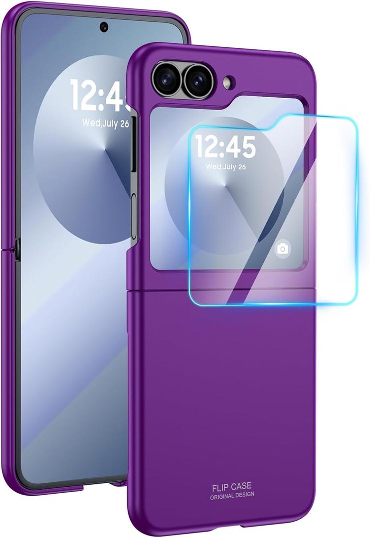 6 x GooseBox for Samsung Galaxy Z Flip 6 Case with Screen Protection,Z Flip 6 Slim HD Clearly Case Ultra-Thin Anti-Scratch Shockproof Phone Case(Purple)