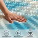 DUMOS 2 Inch Memory Foam Mattress Topper Queen, 5-Zone Cooling Gel Infused Pressure Relief Bed Topper for Back & Hip Pain, Soft Dorm RV Camping Mattress Pad, Blue