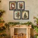 JXREQ Vintage Christmas Bathroom Wall Decor Prints,Retro Christmas Wall Art Decorations for Home Kitchen Bedroom Bathroom Living Room Office,Santa Claus Xmas Tree Decor Prints Set of 4,8x10 Unframed