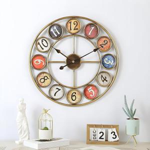 24 Inch Metal Number Large Wall Clock, Mute Creative Vintage Silent Wall Art Clock Industrial Gear Clock, Indoor Silent Non Ticking Large Round Decorative Clock for Living Room, Kitchen, Home, Loft
