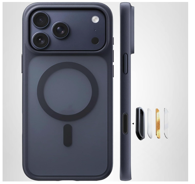TORRAS Stronger Magnetic & Shockproof for iPhone 17 Pro Max Case, Fit for MagSafe, Military Grade Drop Protection, Camera Control, DIY Button, Slim for iPhone 17 Pro Max Case Translucent Matte Black