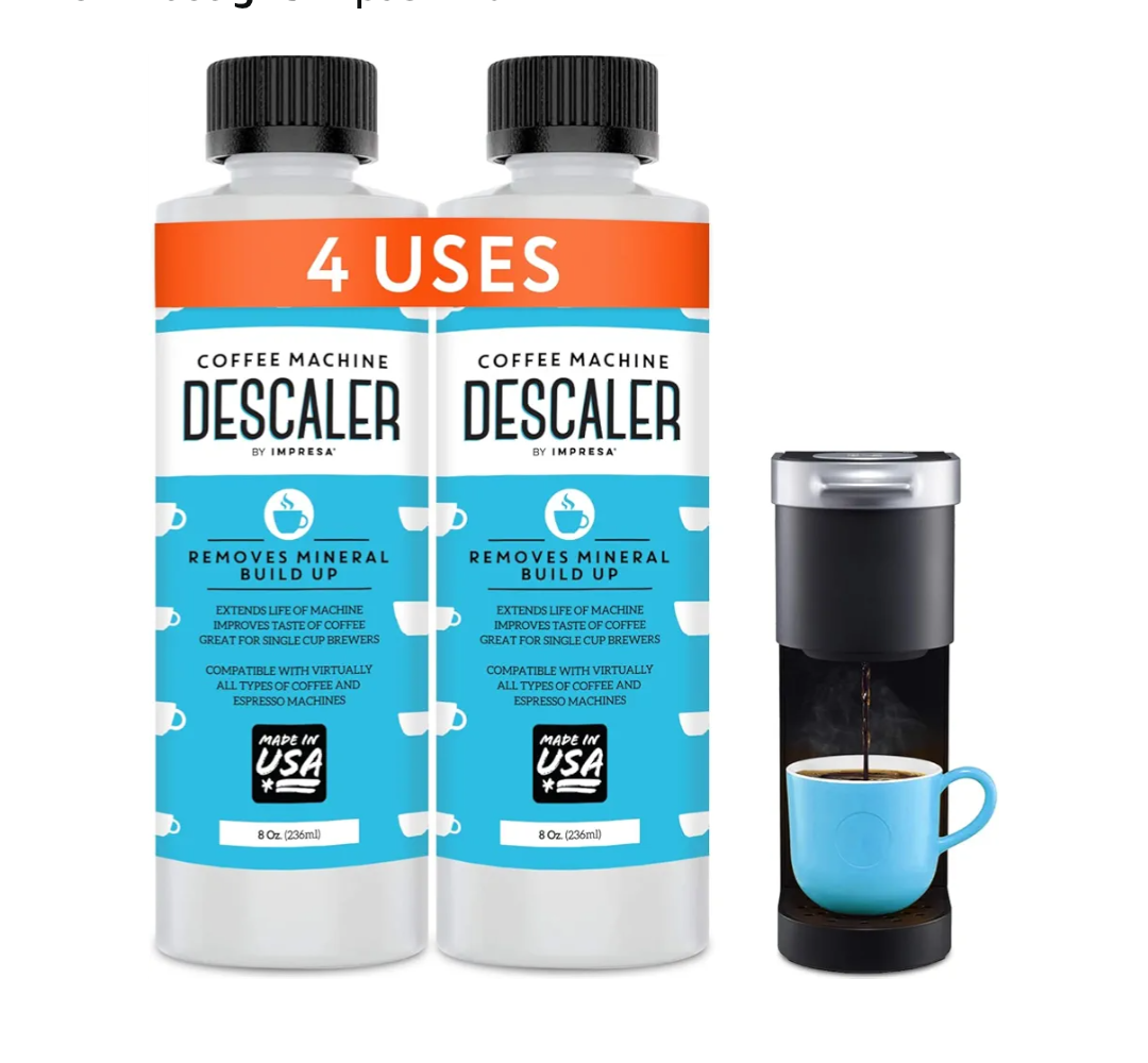 Descaler (2 Pack, 2 Uses Per Bottle) - Made in the USA - Universal Descaling Solution for Keurig, Nespresso, Delonghi and All Single Use Coffee and Espresso Machines