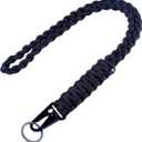 Heavy Duty Braided 550 Paracord Neck Lanyard Keychain for Men Women Outdoor Survival, Parachute Rope Necklace Keychains with HK Clip Key Ring for ID Card Badge Holder, Camera, Wallet and Keys (Black)
