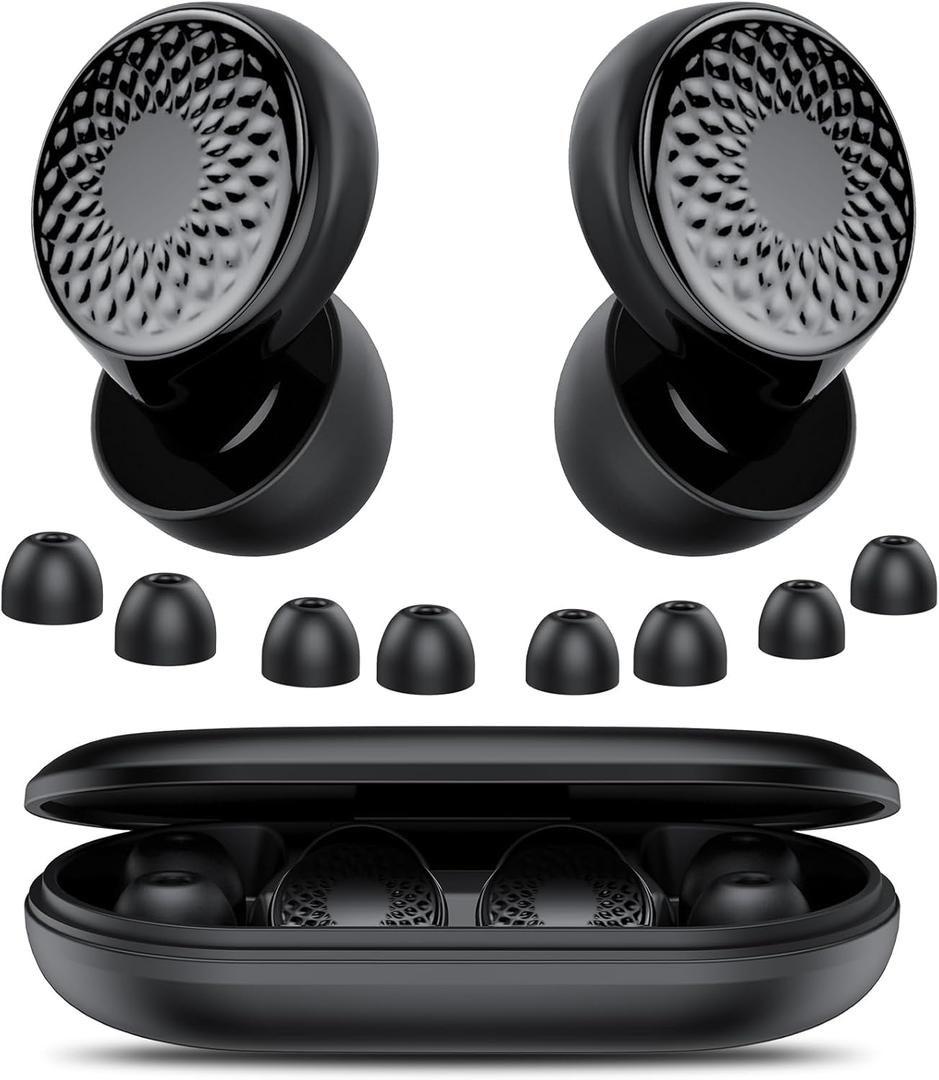 Ear Plugs for Sleeping Noise Cancelling, 50dB Soft Earplugs for Concert, Reusable Ear Plugs for Noise Reduction with Case & 8 Eartips, for Sleeping, Concert, Working, Studying, Traveling (Black)