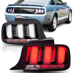 Clear Lens LED Tail lights Assembly Compatible with Ford Mustang 2005 2006 2007 2008 2009 W/O Sequential Signal Tail Light Replacement Rear Lamp (Black)