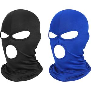 Pukavt 3 Hole Balaclava Ski Mask for Men Women, Thin Full Face Mask for Motorcycle Bike Hunting Cycling Skiing Cap (Black/Blue)