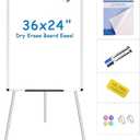 VIZ-PRO Magnetic Whiteboard Easel, 36 x 24 Inches, Portable Dry Erase Board Height Adjustable for School Office and Home (Silver)