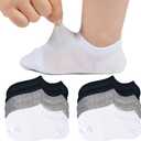 JORMATT Toddler Little Girls Boys No Show Socks Cotton Anti Slip Low Cut Socks With Grips 6 Pairs (1-2T, 12 Pairs, Black+white+grey)