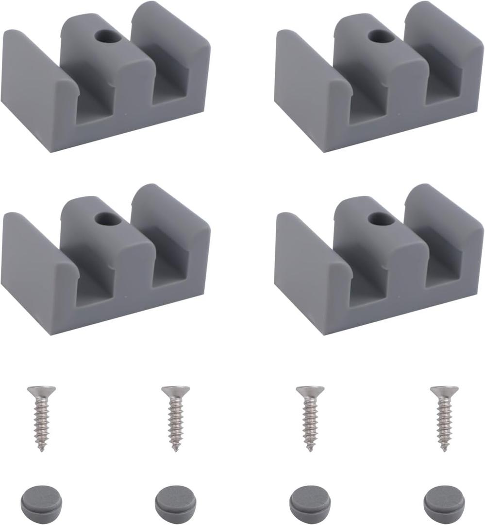 4PCS Framed Sliding Rubber Shower Door Bumpers, Suitable for 10MM Thick Shower Glass Moving Doors, Clear Shower Doors (Grey)