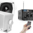 Pyle 3-Way 200W Outdoor Speakers and Bluetooth Stereo Amplifier Bundle