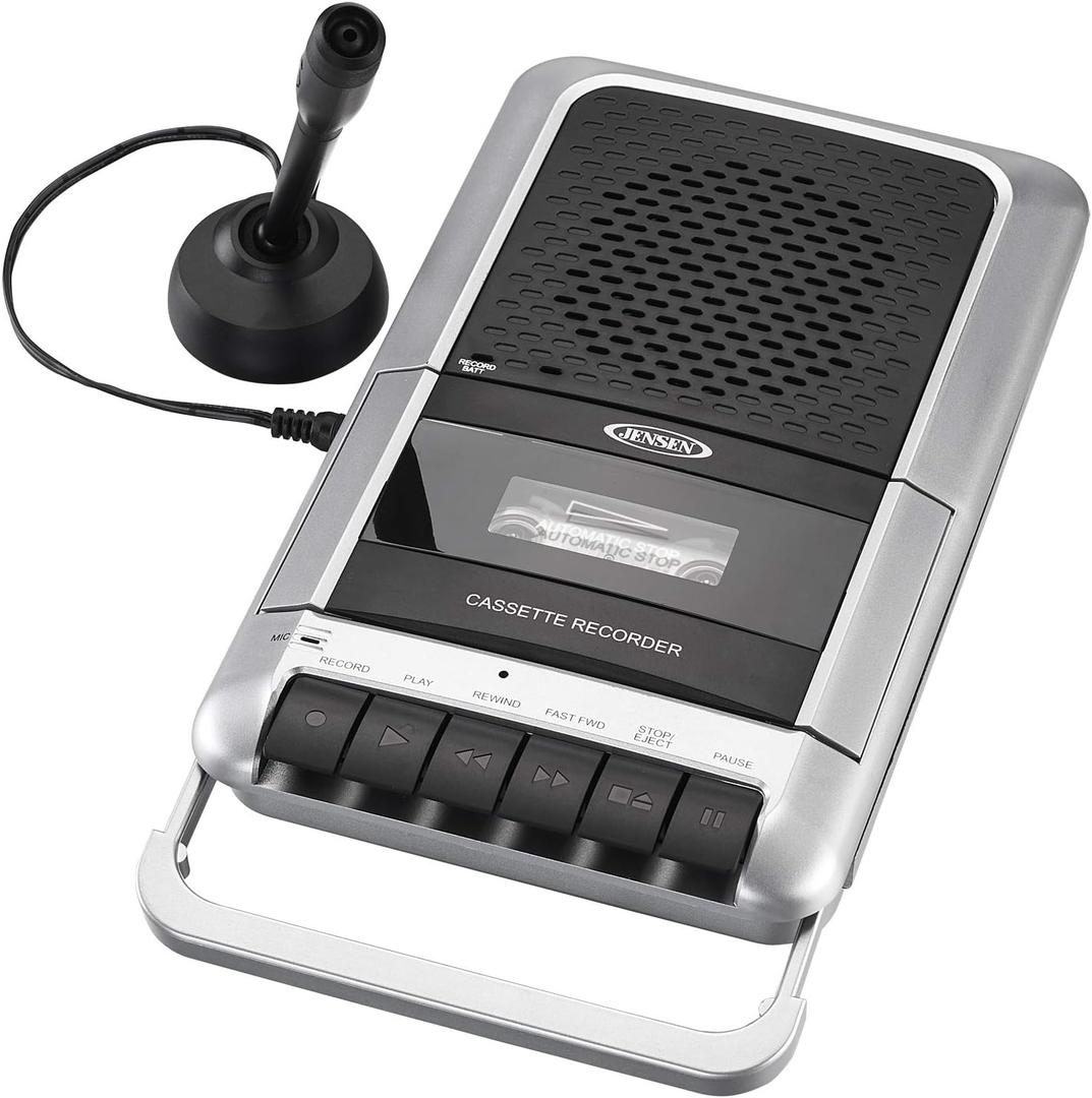 Jensen Portable Cassette Player and Recorder - AC-DC (Silver)