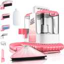 Portable Carpet + Upholstery Spot Cleaner Machine, 20Kpa Powerful Suction with 5 Cleaning Tools, 17oz Cleaning Solution, Car/Auto Detailer, Lightweight Compact Design, Pink