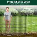5 Panels No Dig Dog Fence Outdoor for Yard, 40 in(H) X 12 ft(L) Decorative Tall Garden Fence Animal Barrier, Rustproof Metal Wire Garden Edging and Borders, Temporary Fencing Stakes