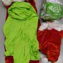Phyfalip Christmas Santa Claus Costume, 7PCS Green Monster Costume Set with Mask for Adult Cosplay, XXL