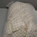 Gingham Comforter Set Twin Size - 2 Pieces Beige White Gingham Comforter Bedding Sets Checkered Pattern,Twin Bed in a Bag with Plaid Comforter and 1 Pillowcase