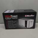 Mueller UltraToast Full Stainless Steel Toaster 4 Slice, Long Extra-Wide Slots for Bagels and Waffles, 6 Browning Levels, LED Display, Cancel/Defrost/Reheat Functions & Removable Tray, Kitchen Gadgets