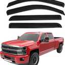 LIKDIKDIK Black Window Visors Rain Guards Deflectors for 2014-2018 Chevy Silverado 1500 & GMC Sierra 1500, 2015-2019 2500HD 3500HD Crew Cab, 4-Piece Out-Channel Vent Visors,Truck Accessories