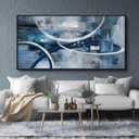 XLSJERST Abstract Canvas Wall Decor - Modern Living Room Wall Art Elegant Combination of Tones Black and White Gray Background Blue Gradient Picture Size 20x40
