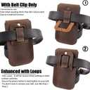 Topstache Leather Phone Holster for iPhone 17/16/15/14/13 Pro Max & Plus - Belt Clip Cell Phone Case for Galaxy S25/S24/S23 Ultra & Plus - Leather Belt Holder Pouch for Men, XL, Dark Brown