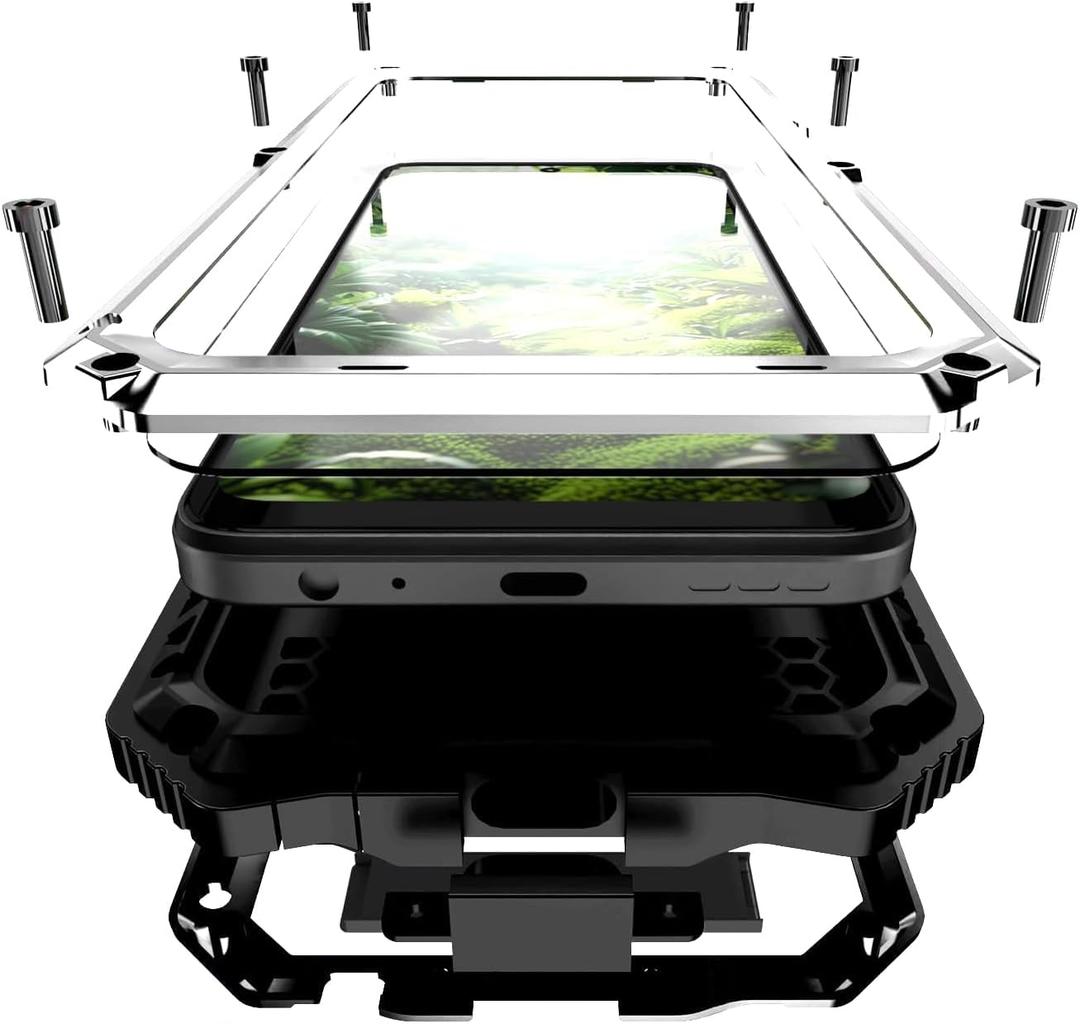 Lunivop for Motorola Moto G 2025 Case 6.7'' Metal Heavy Duty Phone Case para Built-in Screen Protection Full Body Protective Dust Proof Military - Grade Rugged (for Moto G 5G 2025 XT2513) Silver