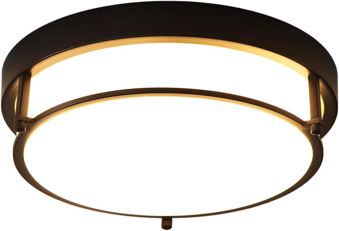 12 inch Black Flush Mount Ceiling Light, 2-Light Modern Light Fixtures Ceiling Mount for Kitchen Entryway Bedroom Hallway, E26 Socket