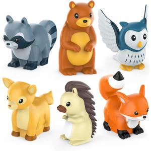 Tub Works Woodland Animals Watertight Baby Bath Toys, 6 Pack | Sealed, No Hole Bath Toys Design Keeps Moisture Out | Soft, Squeezable & Float on Water | Easy-Grip Toddler Bath Toy Set for Kids Bath