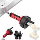 POPULO Auto-Feed 17FT Drain Snake Auger, Plumbing Snake Drain Auger with Drill Adapter, Sink Snake Drain Hair Remover for Kitchen, Bathroom and Shower Sink, PMDA-5