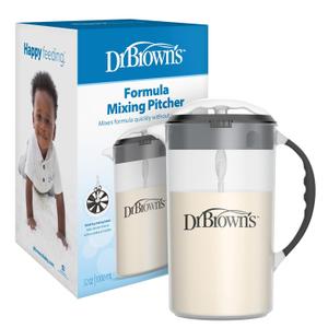 Dr. Brown's Baby Formula Mixing Pitcher with Adjustable Stopper, Locking Lid & No Drip Spout, Black, BPA Free, 36oz, 1 Pack