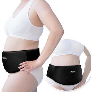 RENEO C Section Belly Binder, Reusable Solid Gel Ice Pack with Soft Lycra Cover, Adjustable Postpartum Wrap for Hot & Cold Therapy and Post-Op Recovery, Black