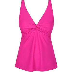coastal rose Women's Underwire Tankini Top Twist Front V Neck Push Up Swimsuit Top Flowy Bathing Suit Tops Only XL