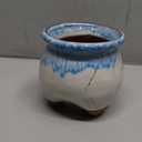 Casktcom 2PCS Small Ceramic Succulent Pots，Cute Glazed Handcraft Succulent Planters with Drainage Hole，3.8 inch Pots for Small Plants