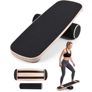 Balance Board for Adults, Surf Trainer with Wooden Roller, 24 X 24 X 3 Inches
