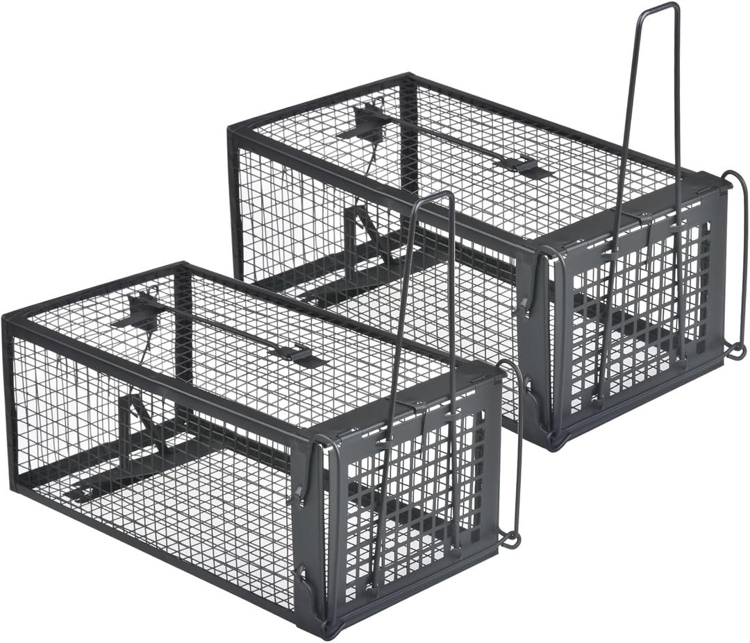 Gingbau 2-Pack Chipmunk Rat Traps Humane Live Mouse Trap Cages