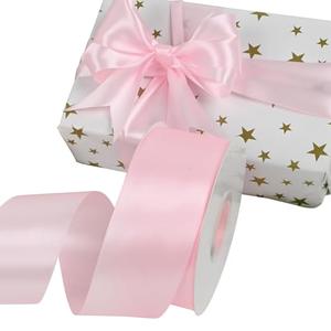 Simplegoal Double Face Pink Satin Ribbon 2 Inch X 50 Yards Polyester Pink Ribbons for Gift Wrapping Fabric Ribbon for Crafts Flower Bouquet Sewing Arts Wedding Party Decoration, Pack 2